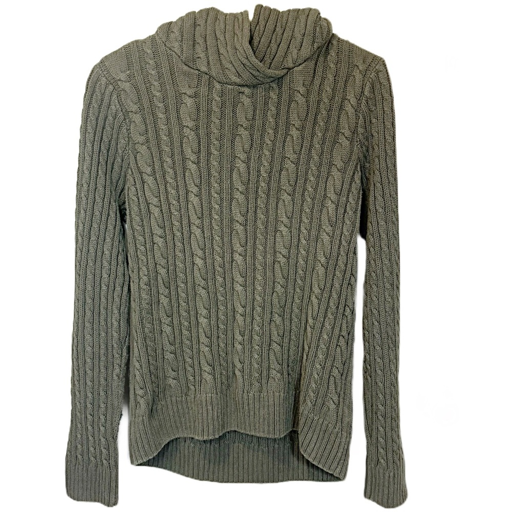 Jeanne Pierre Vintage Cotton Thick Cable Knit Sweater Dark Olive Green Size L